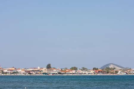 LAGANAS, GREECE - OCTOBER 1 : A panoramic view of the coast of Laganas resort on October 1, 2011 in Laganas, Zakynthos, Greece. Laganas is a popular party destination in Europe.のeditorial素材
