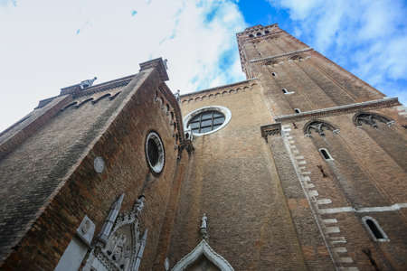 Walls of the Basilica di Santa Maria Gloriosa dei Frari on the square Campo dei Frari in Venice, Italy.の写真素材