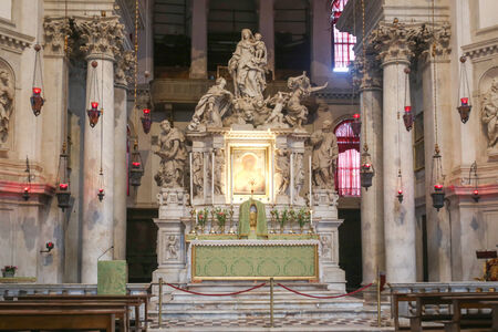 VENICE, ITALY - FEBRUARY 15 : The altar in the Santa Maria della Salute church on February 15th, 2014 in Venice, Italy.のeditorial素材