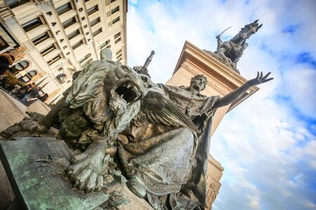 A wide shot of the Monument of Victor Emmanuel II at Riva degli Schiavoni in Venice, Italy.の写真素材