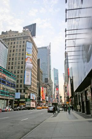 NEW YORK CITY, USA - MARCH 17 : The Times Square, major commercial intersection and neighborhood in Midtown Manhattan on March 17th, 2005 in New York City, USA.のeditorial素材
