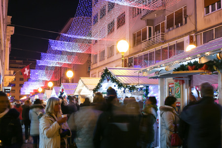 ZAGREB, CROATIA - DECEMBER 13: People enjoying the Advent in Bogoviceva street on December 13th, 2015 in Zagreb, Croatia. Zagreb has been declared the best european christmas destination in 2015.のeditorial素材