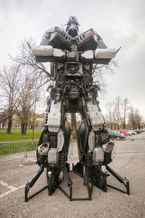 ZAGREB, CROATIA - MARCH 26, 2016 : Exhibition by Danilo Baletic (23) named Transformers protecting...