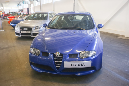 ZAGREB, CROATIA - JUNE 4, 2016 : A Alfa Romeo 147 GTA exhibited at Fast and furious street race in Zagreb, Croatia.のeditorial素材