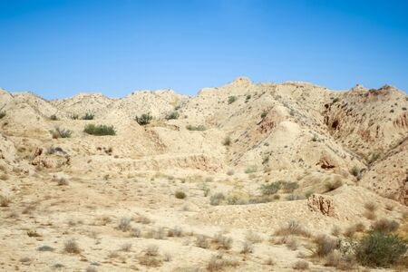 Rocky desert at the beginning of Sahara in the middle of Tunisia.の写真素材