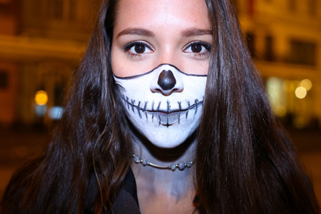 ZAGREB, CROATIA- OCTOBER 31, 2016 : People dressed up for Halloween party in the streets of Zagreb, Croatia.のeditorial素材