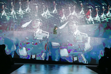 ZAGREB, CROATIA - MARCH 30, 2017 : Fashion model wearing clothes for spring - summer, designed by Anthony Avangard on the Bipa Fashion.hr fashion show in Zagreb, Croatia.のeditorial素材