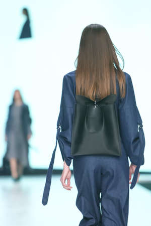 ZAGREB, CROATIA - MARCH 30, 2017 : Fashion model wearing clothes for spring - summer, designed by Klisab on the Bipa Fashion.hr fashion show in Zagreb, Croatia.のeditorial素材