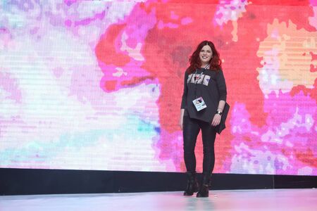 ZAGREB, CROATIA - APRIL 1, 2017 : Fashion designer Marina Design on the Bipa Fashion.hr fashion show in Zagreb, Croatia.のeditorial素材