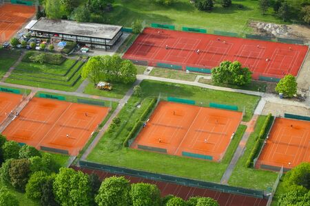 MUNICH, GERMANY - MAY 6, 2017 : An aerial view of tennis courts in Munich, Germany.
