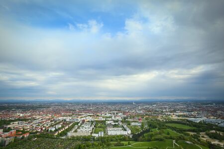 Aerial view of Munich cityscape in Bavaria, Germany.のeditorial素材