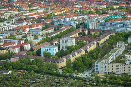 Aerial view of Munich cityscape in Bavaria, Germany.のeditorial素材