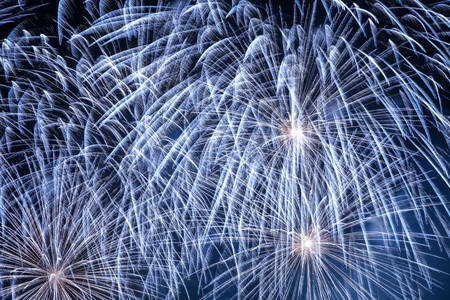 Brightly colorful fireworks on twilight background.の写真素材