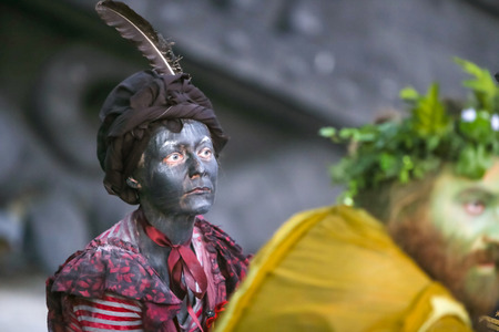 LUKAVEC, CROATIA - MAY 27, 2017 : Woman dressed as witch on the Perunfest, festival of forgotten tales and folk tales held at Lukavec Castle in Lukavac, Croatia.のeditorial素材