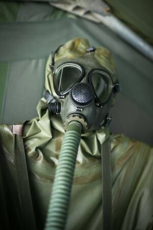 Close up of biological warfare suit.の写真素材
