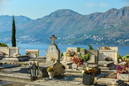 CAVTAT, CROATIA - JULY 20, 2017 : Cemetery of Saint Roka in Cavtat, Croatia.のeditorial素材