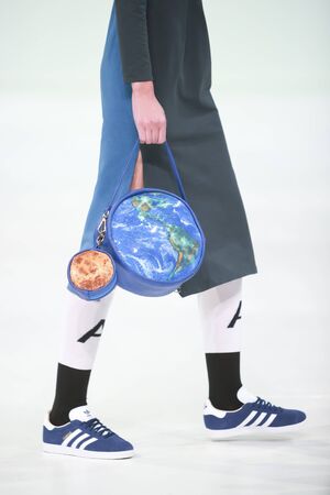 ZAGREB, CROATIA - MARCH 22, 2018 : Fashion model wearing clothes for spring - summer, designed by Anthony Avangard on the Bipa Fashion.hr fashion show in Zagreb, Croatia.のeditorial素材