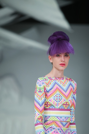 ZAGREB, CROATIA- MARCH 24, 2018: Fashion model wearing clothes for spring-summer, designed by Zoran...