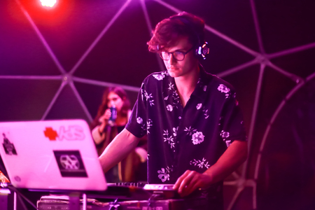 ZAGREB, CROATIA - 26th June, 2018 : Silent Party by YEM kolektiv DJs on the 13th INmusic festival located on the lake Jarun in Zagreb, Croatia.のeditorial素材