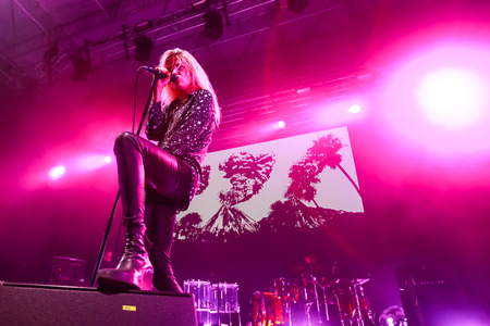 ZAGREB, CROATIA - 25th June, 2018 : British-American indie rock band The Kills performs on the OTP World stage during the first day of 13th INmusic festival located on the lake Jarun in Zagreb, Croatia.のeditorial素材