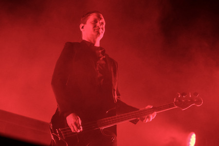 ZAGREB, CROATIA - 27th June, 2018 : American rock band Interpol performs on the Main stage during the 13th INmusic festival located on the lake Jarun in Zagreb, Croatia.のeditorial素材