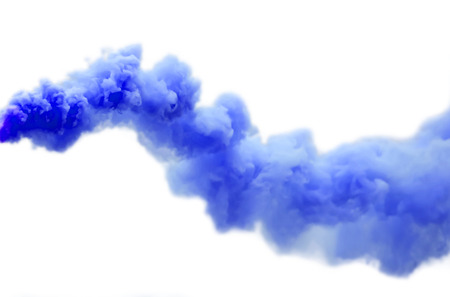 Blue smoke, isolated on white background.の写真素材