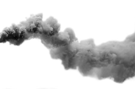 Black smoke, isolated on white background.