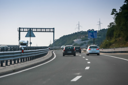 Rijeka, Croatia - August 1th, 2018 : Traffic on the Rijeka Bypass, highway from Smrika place to...