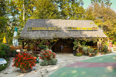 Desinic, Croatia - October 10, 2018: The restaurant in rural touristic household Gresna Gorica in Desinic, Croatia.のeditorial素材