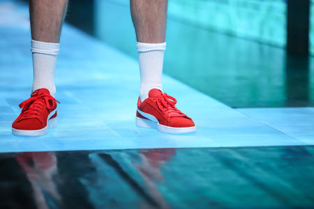 Zagreb, Croatia - March 21, 2019: Fashion models wearing Twins fashion collection on the catwalk at the Bipa Fashion.hr fashion show in Zagreb, Croatia.のeditorial素材