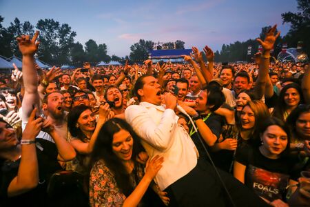 Zagreb, Croatia - 24th June, 2019 : The Swedish group The Hives performs on the 14th INmusic festival located on the lake Jarun in Zagreb, Croatia.のeditorial素材