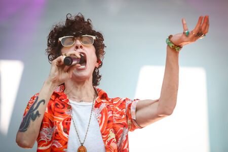 Zagreb, Croatia - 26th June, 2019 :  Laura Pergolizzi known as LP performs on the 14th INmusic festival located on the lake Jarun in Zagreb, Croatia.のeditorial素材