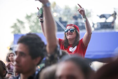 Zagreb, Croatia - 26th June, 2019 :  Audience during concert of Laura Pergolizzi known as LP on the 14th INmusic festival located on the lake Jarun in Zagreb, Croatia.のeditorial素材