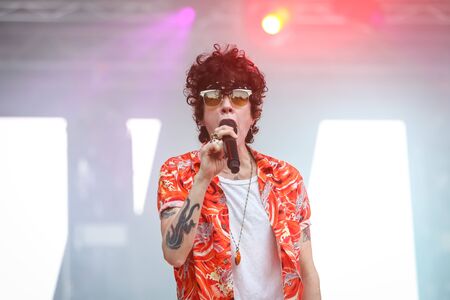Zagreb, Croatia - 26th June, 2019 :  Laura Pergolizzi known as LP performs on the 14th INmusic festival located on the lake Jarun in Zagreb, Croatia.のeditorial素材