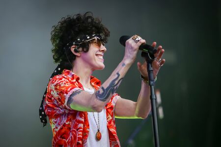 Zagreb, Croatia - 26th June, 2019 :  Laura Pergolizzi known as LP performs on the 14th INmusic festival located on the lake Jarun in Zagreb, Croatia.のeditorial素材
