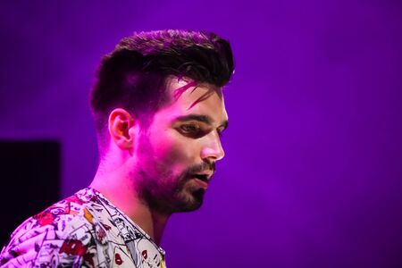 Brezje, Croatia - 20th July, 2019 : Dj Milos Stankic performs on the Forestland, ultimate forest electronic music festival located in Brezje, Croatia.のeditorial素材