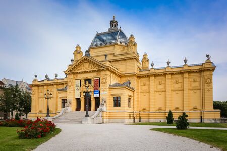 Zagreb, Croatia - June 11, 2019 : Art pavilion in King Tomislav Square, Zagreb,Croatia. View from...