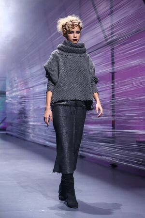 Zagreb, Croatia - October 26, 2019 : A model wearing Marina Design fashion collection on the catwalk at the Bipa Fashion.hr fashion show in Zagreb, Croatia.のeditorial素材