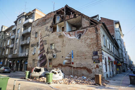 Zagreb, Croatia - March 22, 2020 : In the morning capital of Croatia, Zagreb has been hit by the magnitude of the earthquake 5.5 per Richter. Cars have been destroyed by fallen parts of the building.のeditorial素材