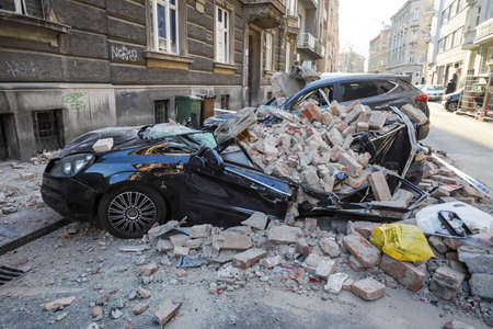 Zagreb, Croatia - March 22, 2020 : In the morning capital of Croatia, Zagreb has been hit by the...