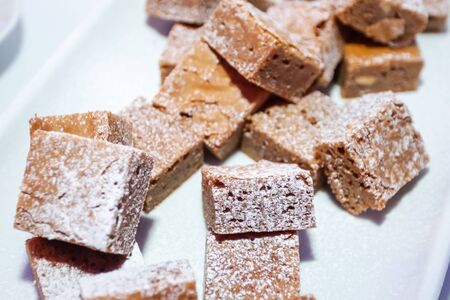 Close up of cakes on the shelf for catering.の写真素材