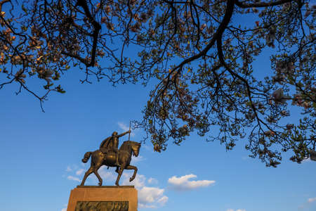 Zagreb, Croatia - 22 March, 2020 : Statue of king Tomislav on a king Tomislav square, Zagreb,...