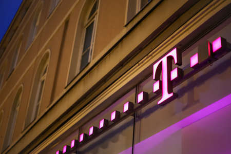 Zagreb, Croatia - 19 March, 2017 : T Com sign outside of the shop in downtown of Zagreb, Croatia.のeditorial素材