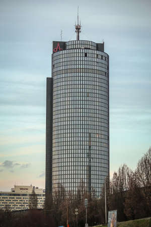 Zagreb, Croatia - 19 March, 2017 : Business building of Cibona tower in Zagreb, Croatia.のeditorial素材