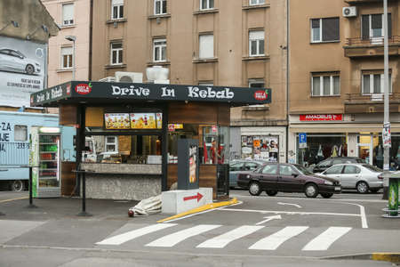Zagreb, Croatia - 19 March, 2017 : Drive in kebab restaurant in Zagreb, Croatia.のeditorial素材