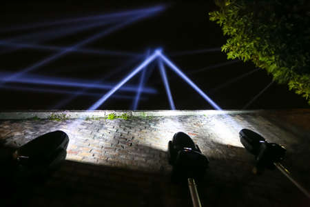Rays of light in the sky during night.の写真素材