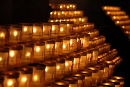 A theory of candles in the cathedral of Notre-Dame, Paris.のeditorial素材