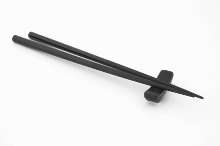 japanese chopsticks made of black woodの写真素材