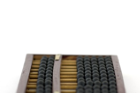 old wooden abacus on white backgroundの写真素材