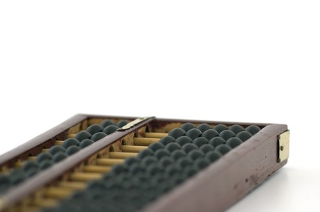 old wooden abacus on white background